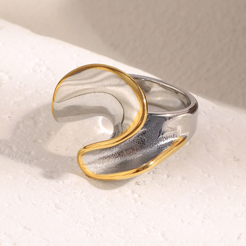 1 Piece Simple Series Casual Mixed Color Stainless Steel Waterproof Statement Rings