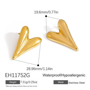 1 Paar romantische, schlichte, wasserfeste Herz-Ohrstecker aus Edelstahl für Damen h5 Bild2