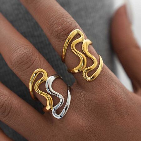 1 Piece Simple Casual Irregular Shape Stainless Steel Waterproof Statement Rings