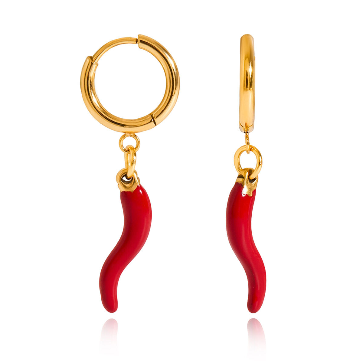 1 Pair Bold Red Chili Stainless Steel Waterproof Gold Color Women's Drop Earrings h5 