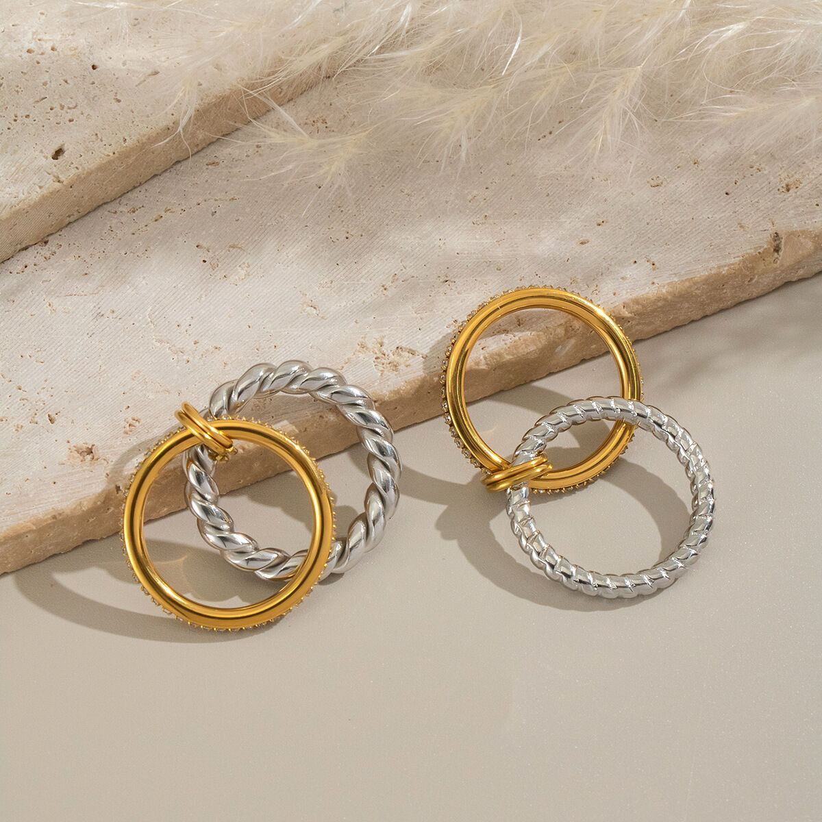 1 Piece Stainless Steel Waterproof Mixed Color Minimalist Ring 2