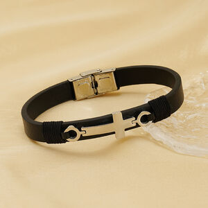 1 Piece Classic Series Retro Cross Stainless Steel Men's Bracelet h5 Picture2