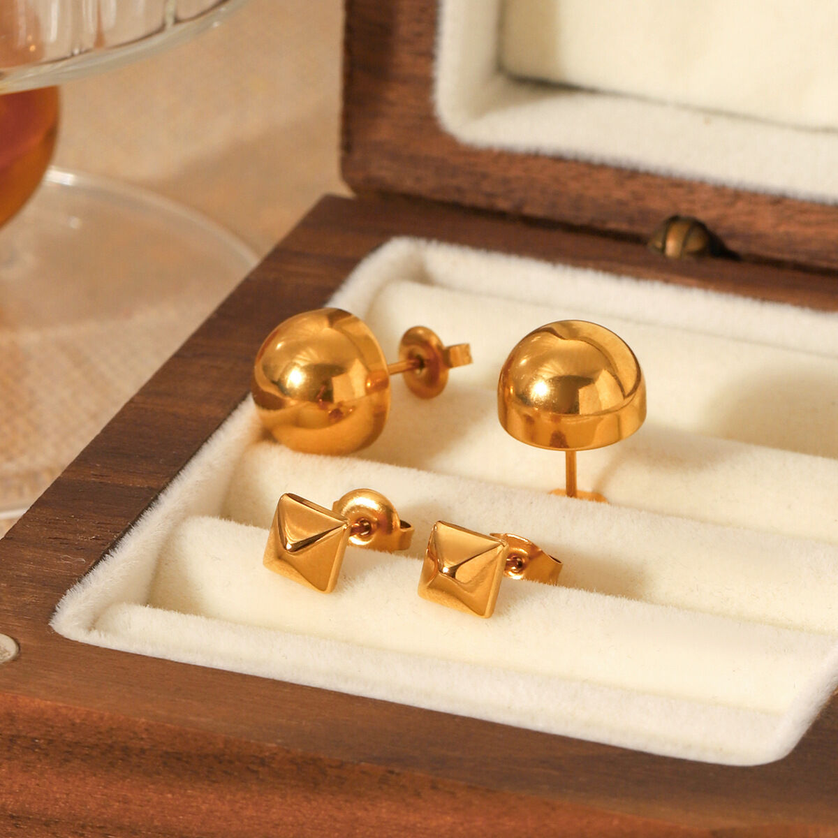 1 Pair Simple Irregular Shape Stainless Steel Waterproof Gold Color Women's Stud Earrings Picture5