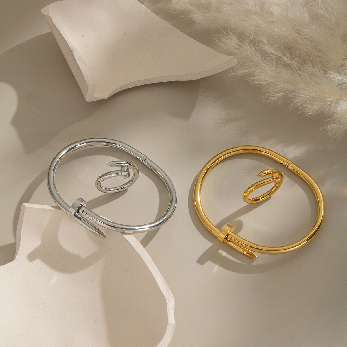 18K Gold Plated Stainless Steel Waterproof Bracelets Sets irregular shape Simple Daily Simple Series Women's jewelry