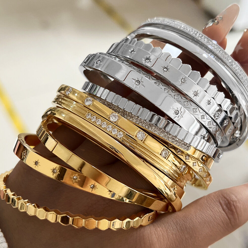 Classic Stainless Steel Waterproof Rhinestone Women's Bangles Picture5