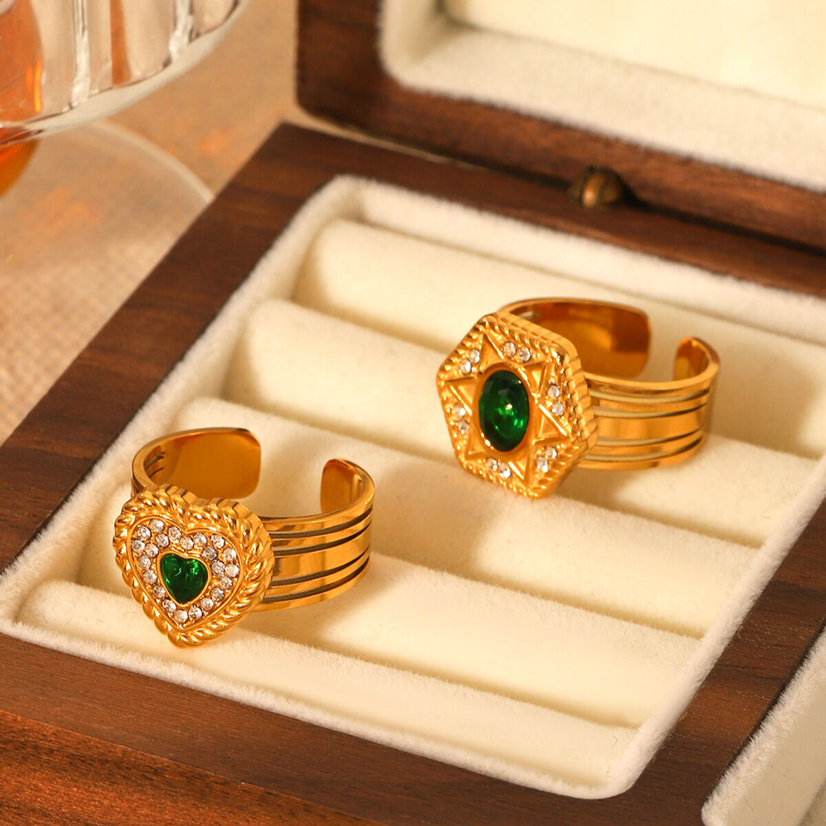 1 Pair Simple Series Daily Heart Stainless Steel Waterproof  Statement Rings Picture3