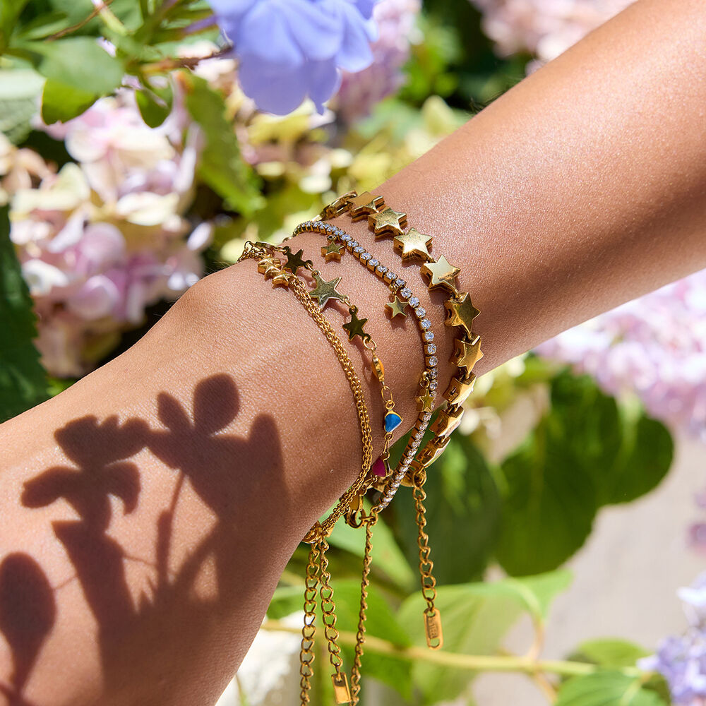 1 Piece Shinning Star Stainless Steel Waterproof Gold Color Women's Chain Bracelets h5Picture3