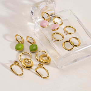 1 Pair Simple Series Elegant Solid Color Stainless Steel Waterproof Women's Hoop Earrings h5 Picture2