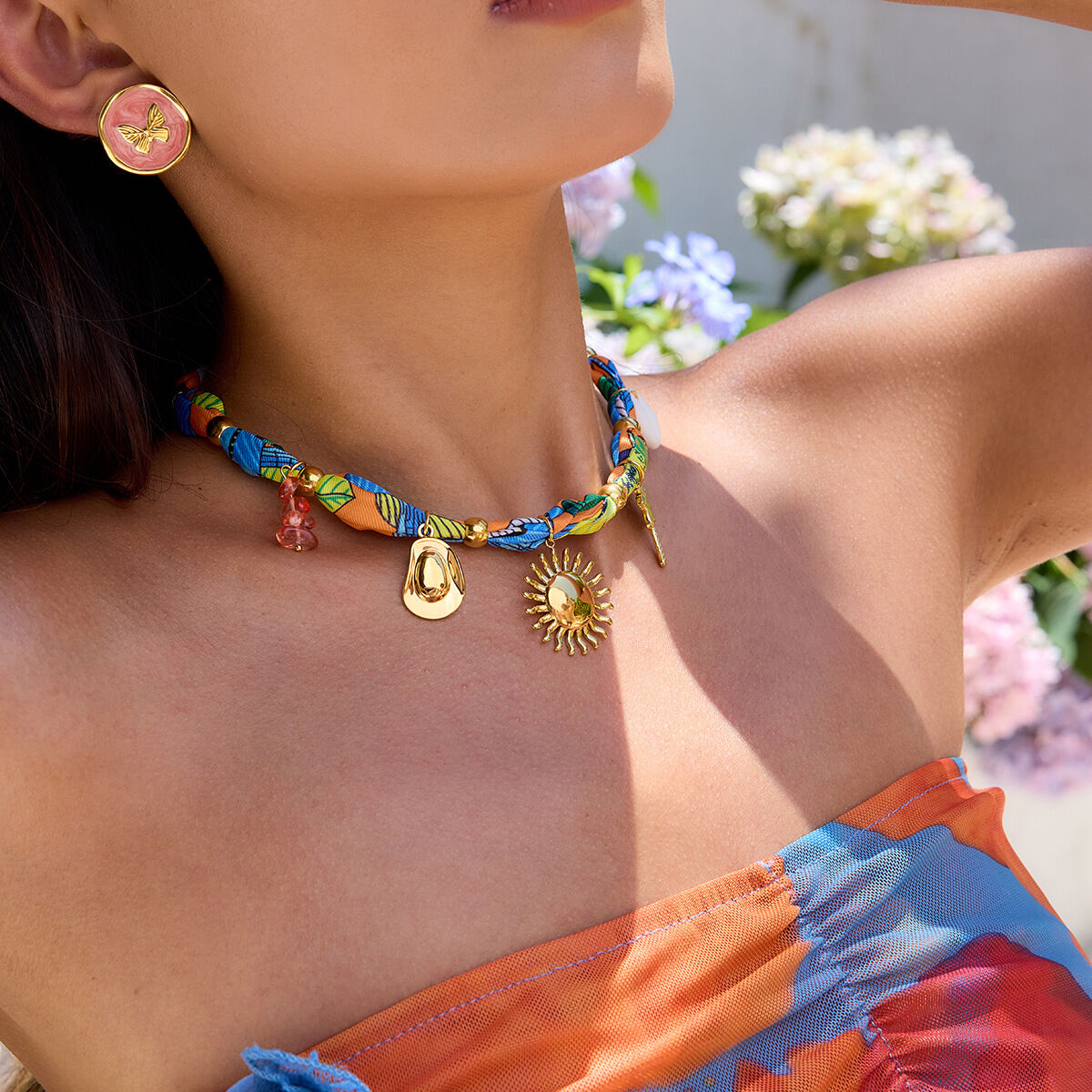 1 Piece Tropical Style Stainless Steel Waterproof Gold Color Women's Pendant Necklaces