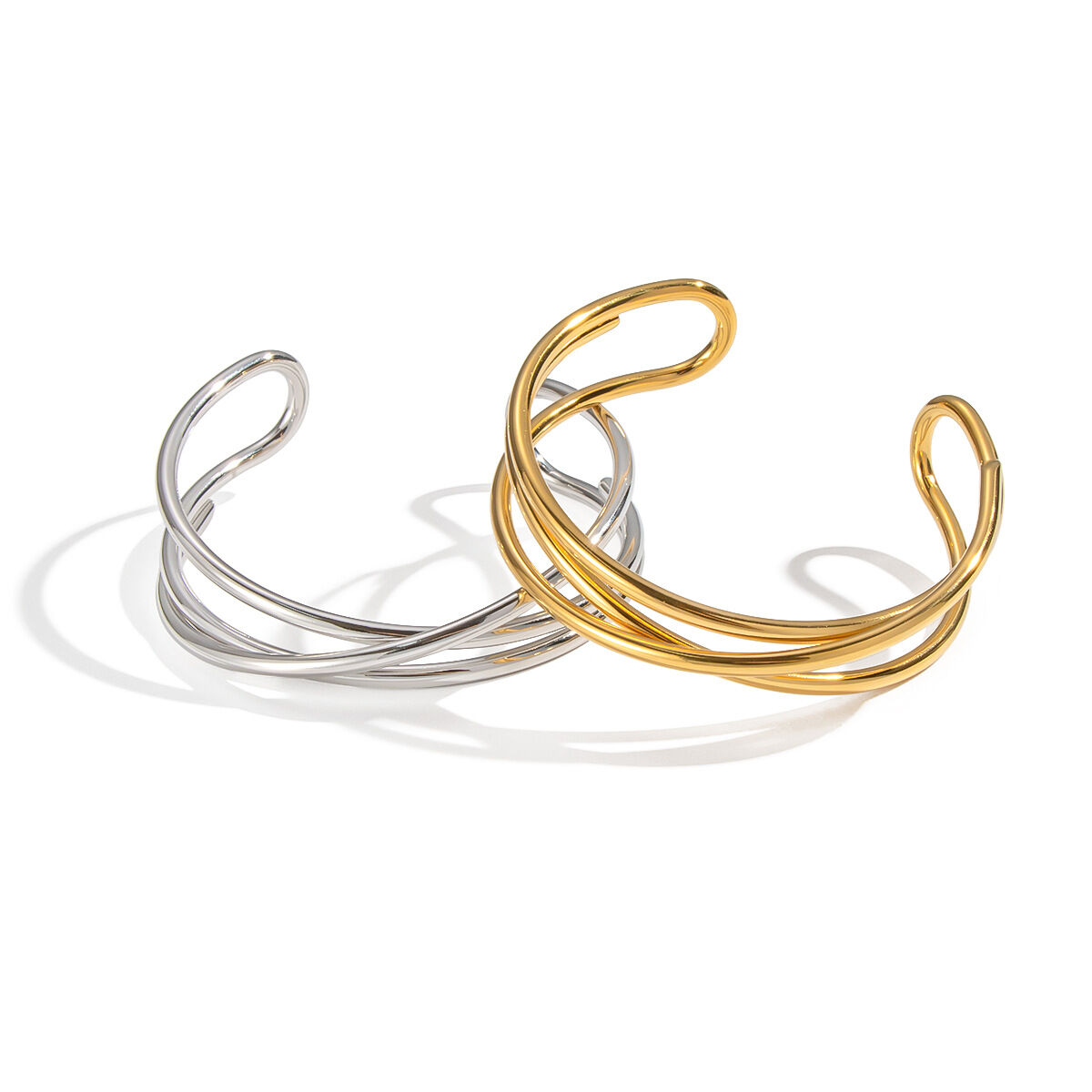 1 Piece Stainless Steel Waterproof Gold Color Cuff Bracelet h5 Picture5