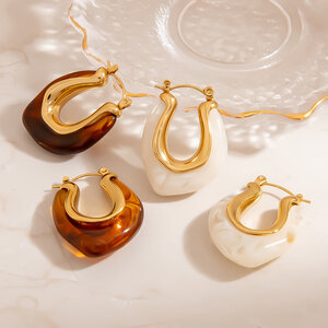1 Pair Simple Daily Irregular Shape Stainless Steel Waterproof Women's Hoop Earrings h5 Picture4