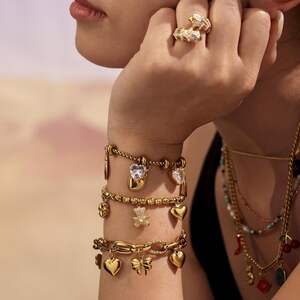Braccialetti con ciondolo da donna color oro impermeabile in acciaio inossidabile a forma di orso di lusso, 1 pezzo h5 Immagine2