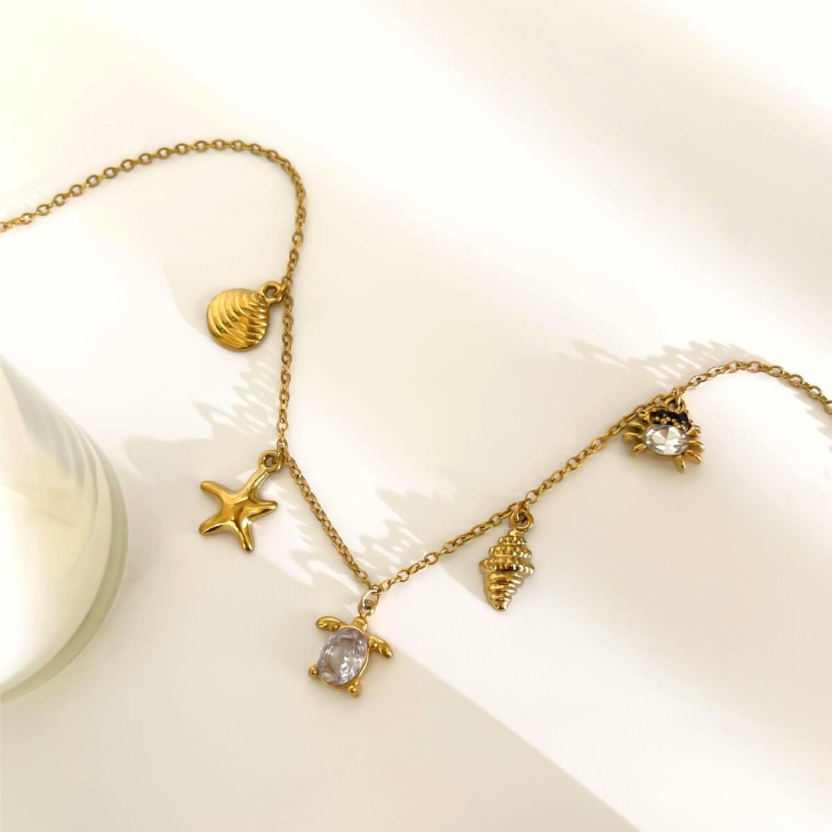 1 Piece Oceanic Stainless Steel Waterproof Gold Color Pendant Necklace Picture4