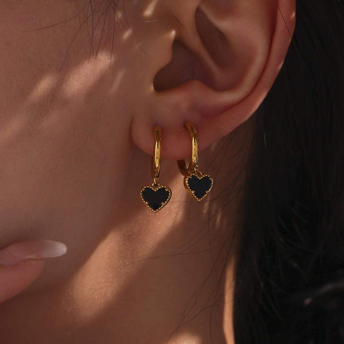 1 Pair Romantic Series Agate Stainless Steel Waterproof Gold Color Women's Drop Earrings