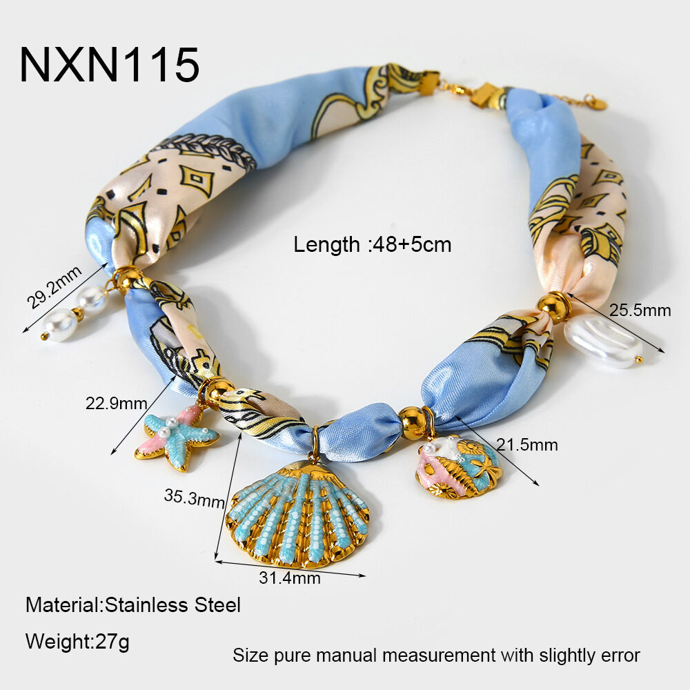 1 stuk stoffen schelp hanger ketting 