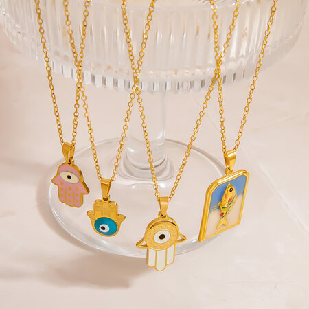 1 Piece Stainless Steel Waterproof Gold Color Pendant Necklace