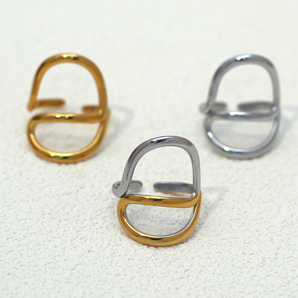 1 Piece Casual Irregular Shape Stainless Steel Waterproof  Gold Color Statement Rings h5 Picture6