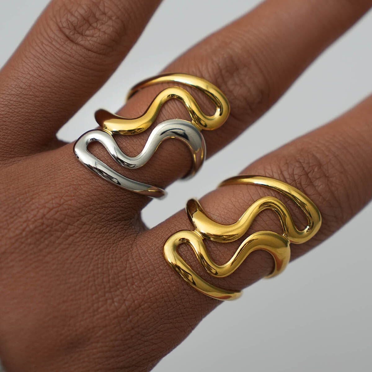 1 Piece Simple  Casual Irregular Shape Stainless Steel Waterproof  Statement Rings h5 Picture5