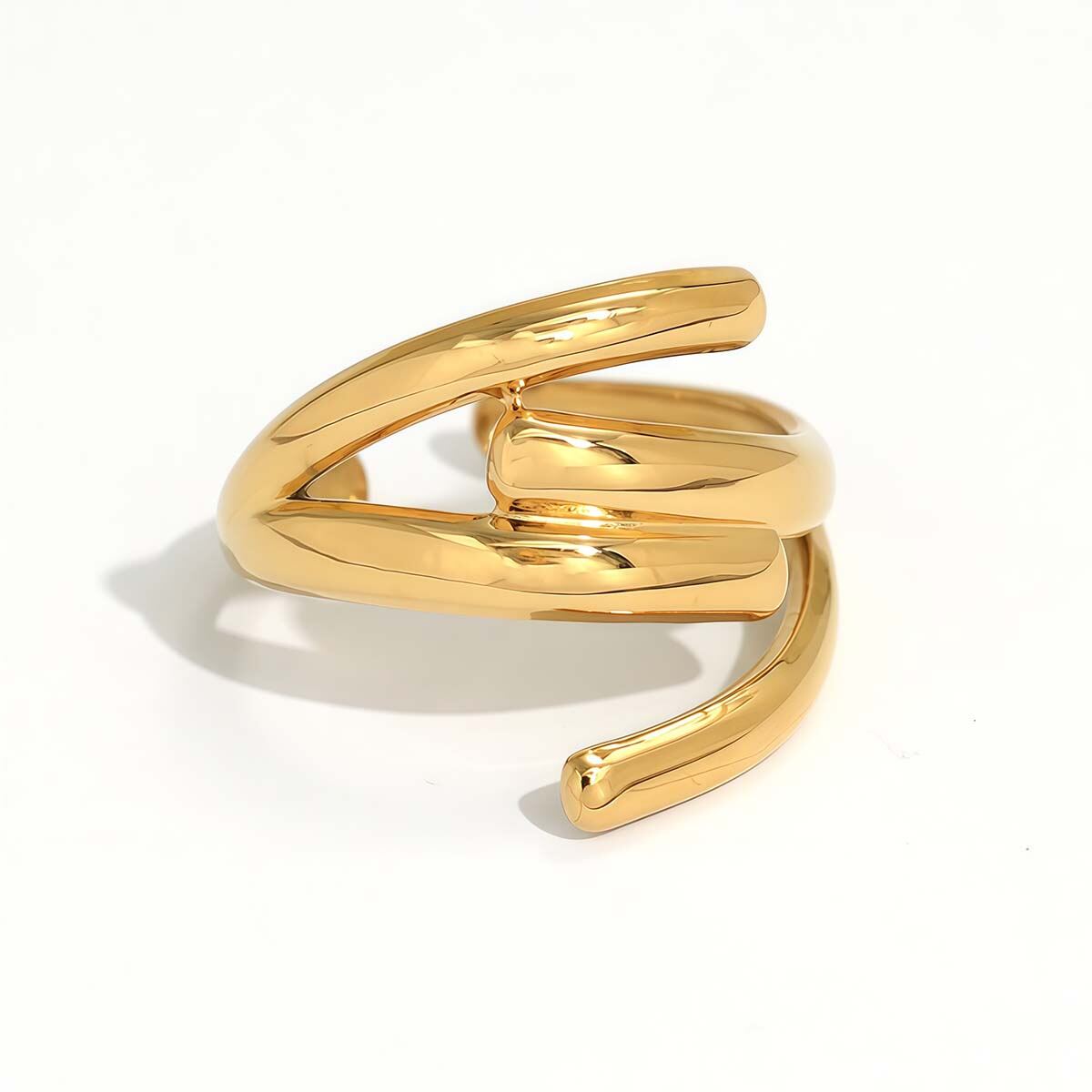 Anelli minimalisti color oro impermeabili in acciaio inossidabile dalla forma irregolare, casual e semplice, da 1 pezzo 