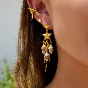 1 Pair Oceanic Natural Shell Stainless Steel Waterproof Gold Color Women's Drop Earrings h5 Picture3