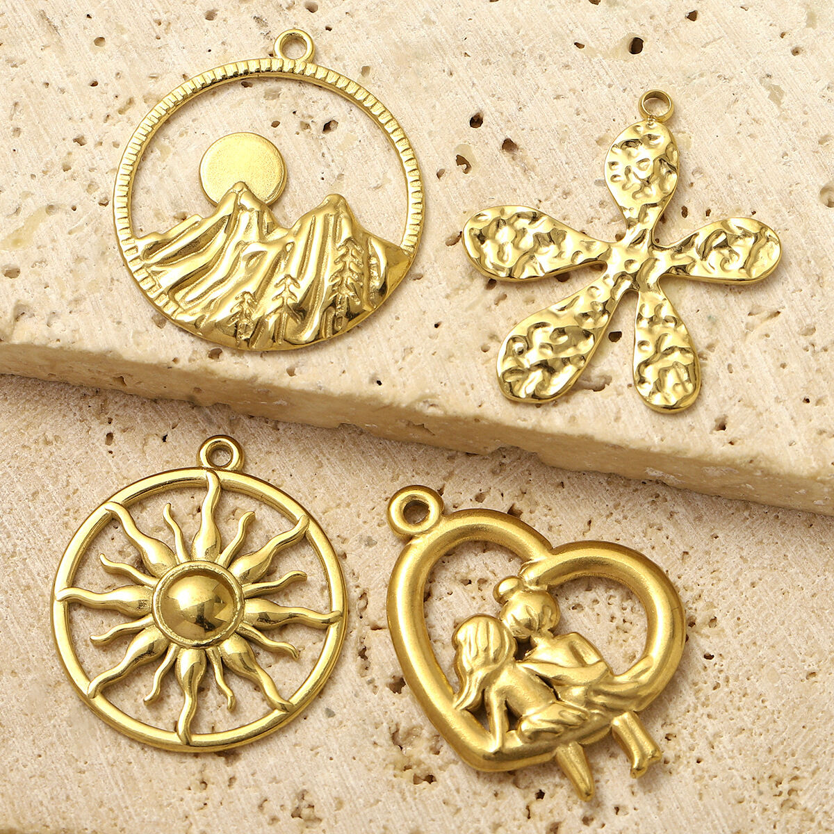 1 Piece Classic Sun Stainless Steel Waterproof Gold Color Women's Pendants Picture5