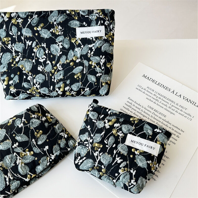 1 pezzo, elegante borsa per il trucco da donna in poliestere con fiori della serie romantica 2