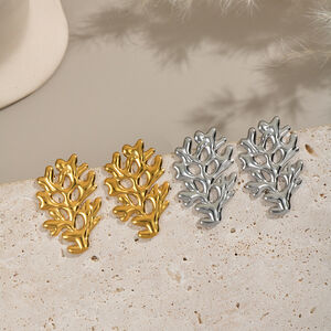 1 paio di orecchini a bottone semplici da donna in acciaio inossidabile color oro corallo, serie Daily h5 Immagine3