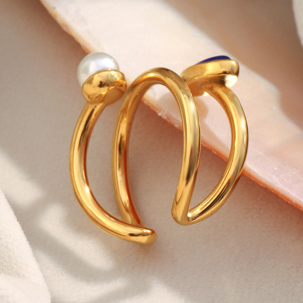 1 Piece Stainless Steel Waterproof Natural Stone Ring h5Picture4