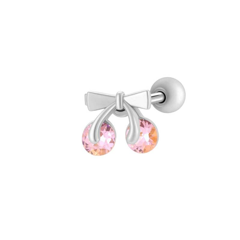 Orecchino piercing in zircone color oro e rame a forma di cuore, 1 pezzo