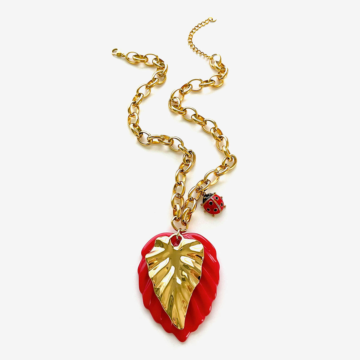 1 Piece Leaf Stainless Steel Waterproof Gold Color Pendant Necklace Picture6