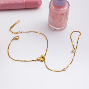 1 Stück Romantisches Schleifen-Armband aus Edelstahl, wasserdicht, goldfarben, für Damen h5 Bild8