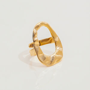 1 Piece Irregular Oval Stainless Steel Waterproof Gold Color Statement Rings h5 Picture5