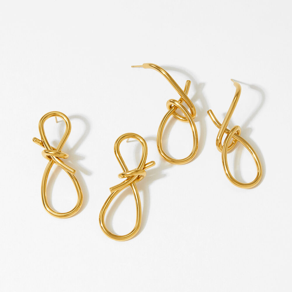 Simple Twist Stainless Steel Waterproof Gold Color Women's Drop Earrings Picture4