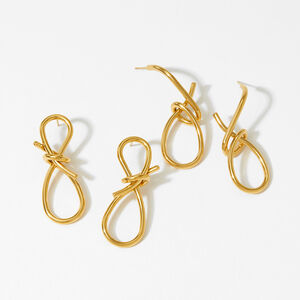 Simple Twist Stainless Steel Waterproof Gold Color Women's Drop Earrings h5 Picture4