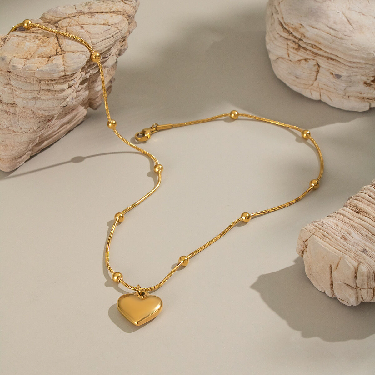 1 Piece Heart Stainless Steel Waterproof Gold Color Pendant Necklace Picture2