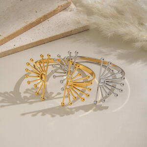 Bracciale rigido impermeabile color oro in acciaio inossidabile con fiore di sole, 1 pezzo h5 Immagine2