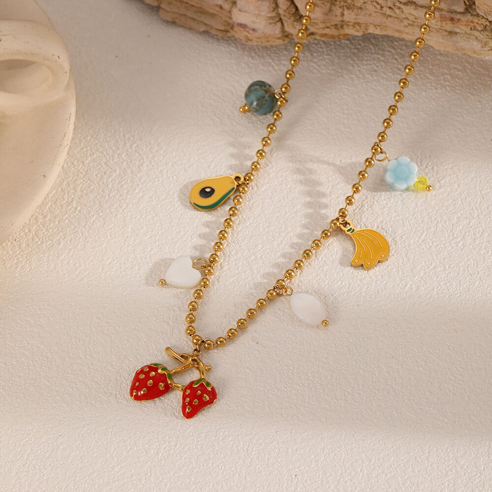 1 Piece Sweet Fruit Stainless Steel Waterproof Women's Pendant Necklaces