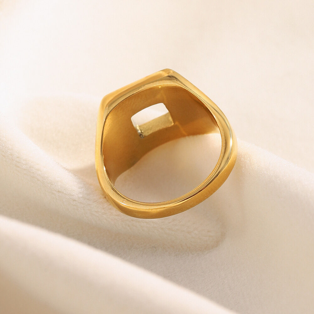 1 Piece Luxurious Series Daily Rectangular Stainless Steel Waterproof Gold Color Statement Rings h5 Picture5