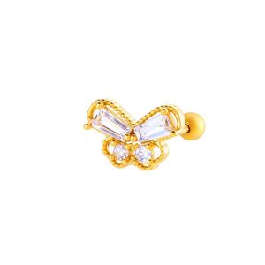 1 Adet Kelebek Bakır Altın Rengi Zirkonyum Piercing Küpe h5
