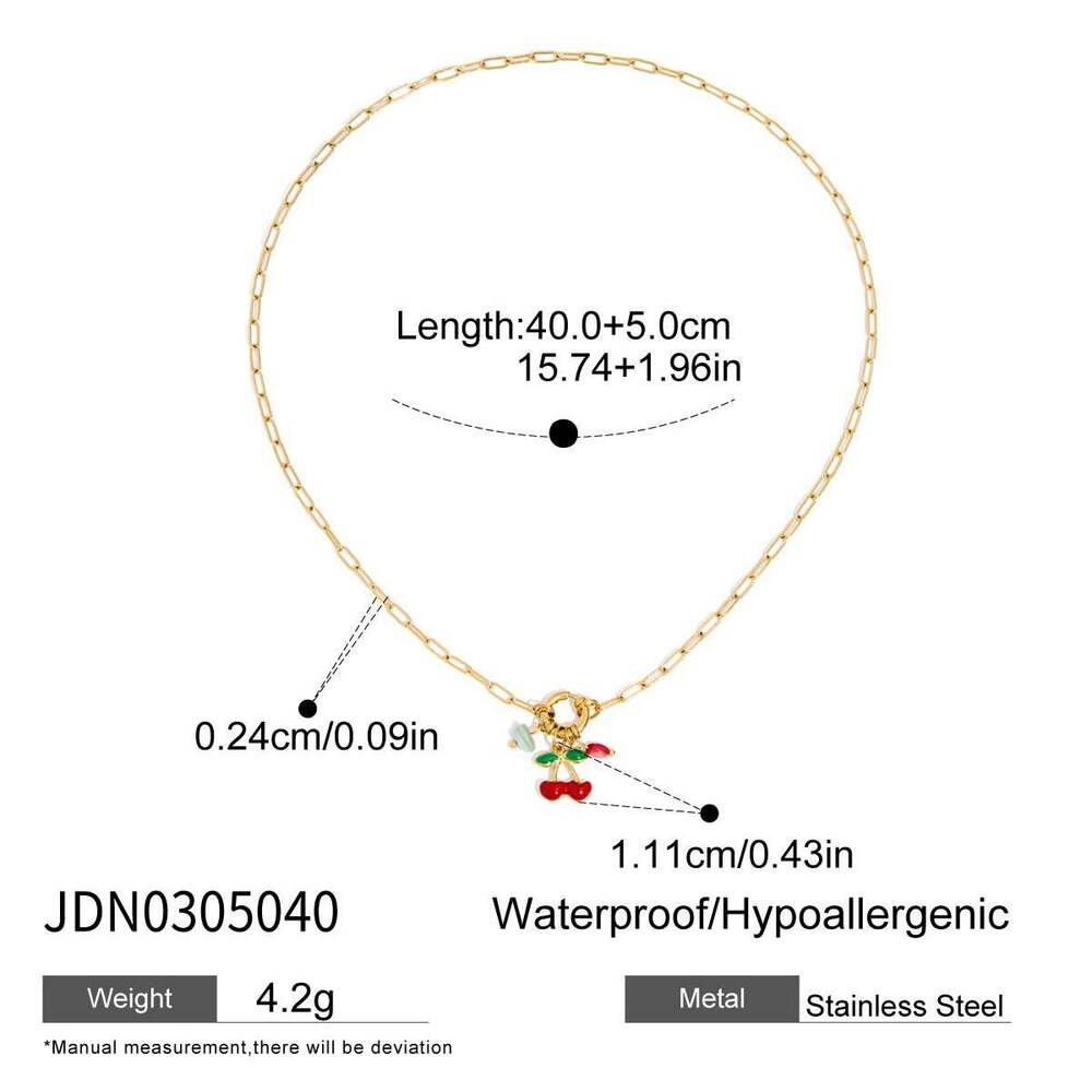 1 pezzo di collana con ciondolo da donna in acciaio inossidabile impermeabile color oro con frutti dolci e vivaci