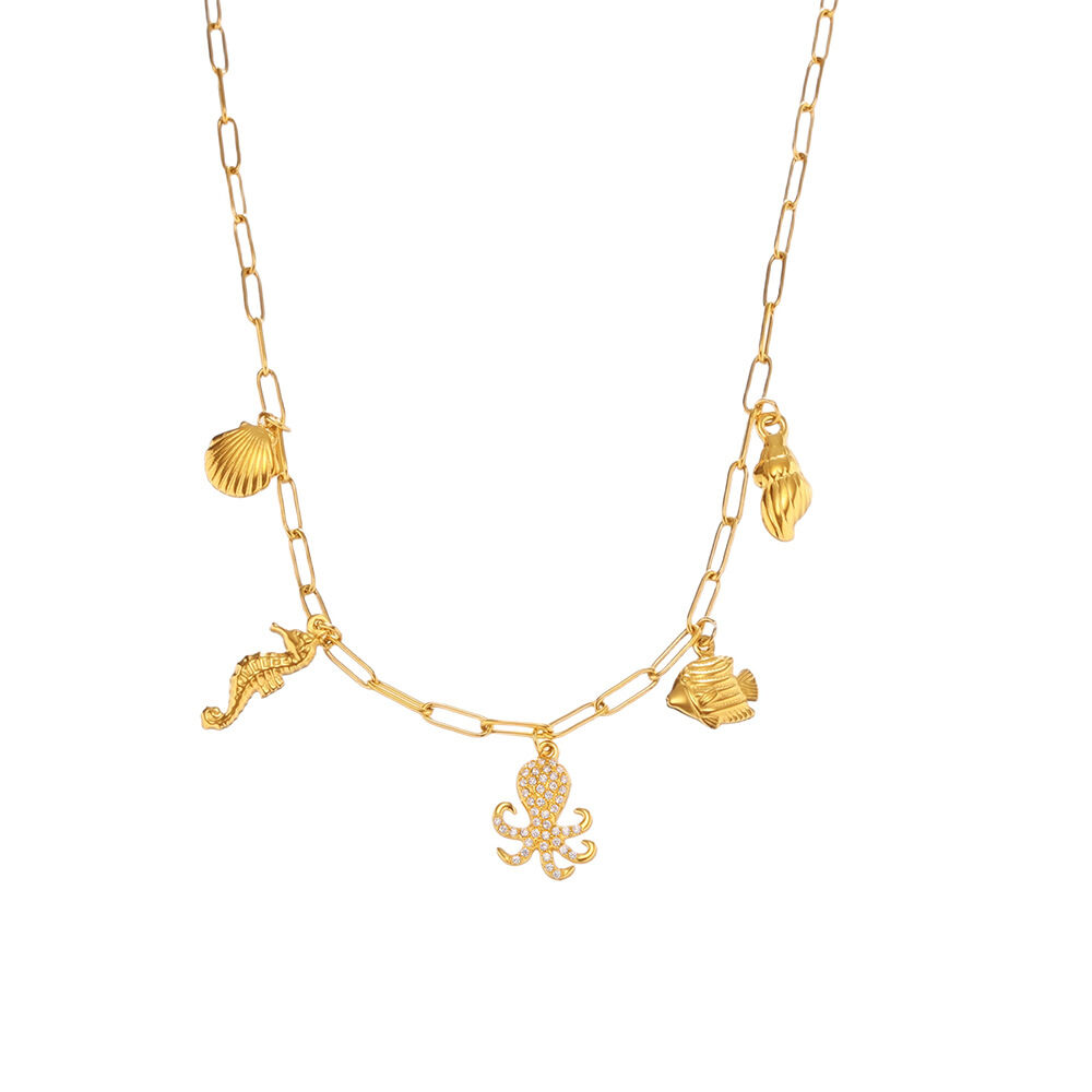 P1257-Gold Diy Pendant Necklace 42+5Cm 