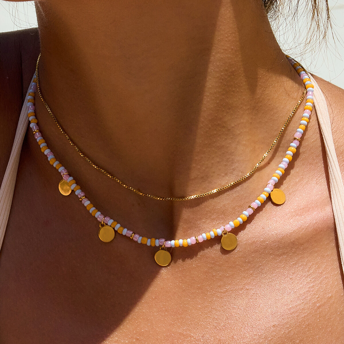 1 Piece Versatile Series Beads Stainless Steel Waterproof Gold Color Women's Jewelry Sets 2