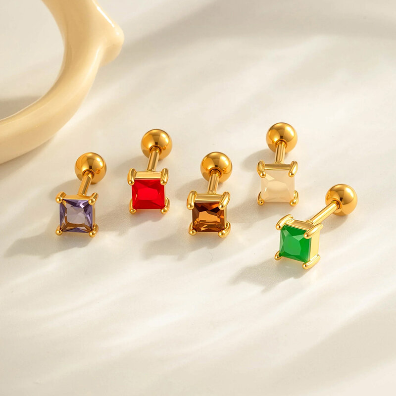 1 Adet Bakır Altın Renkli Zirkonyum Piercing Küpe