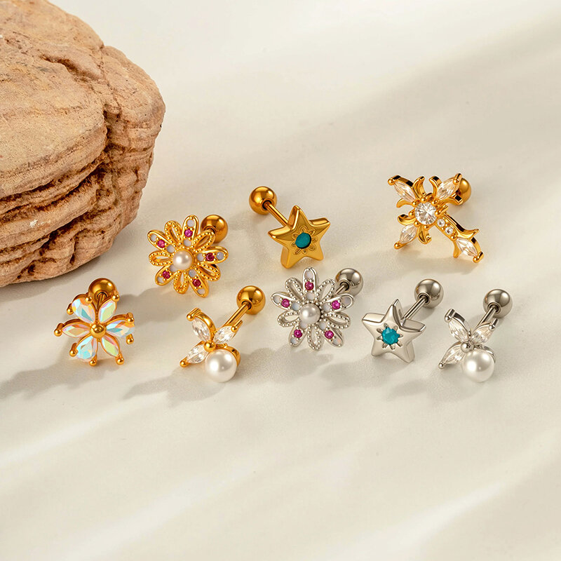 1 pezzo orecchini da donna con zirconi color rame e oro intricati