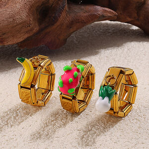 Anello fai da te in acciaio inossidabile impermeabile color oro da 1 pezzo h5 Immagine4