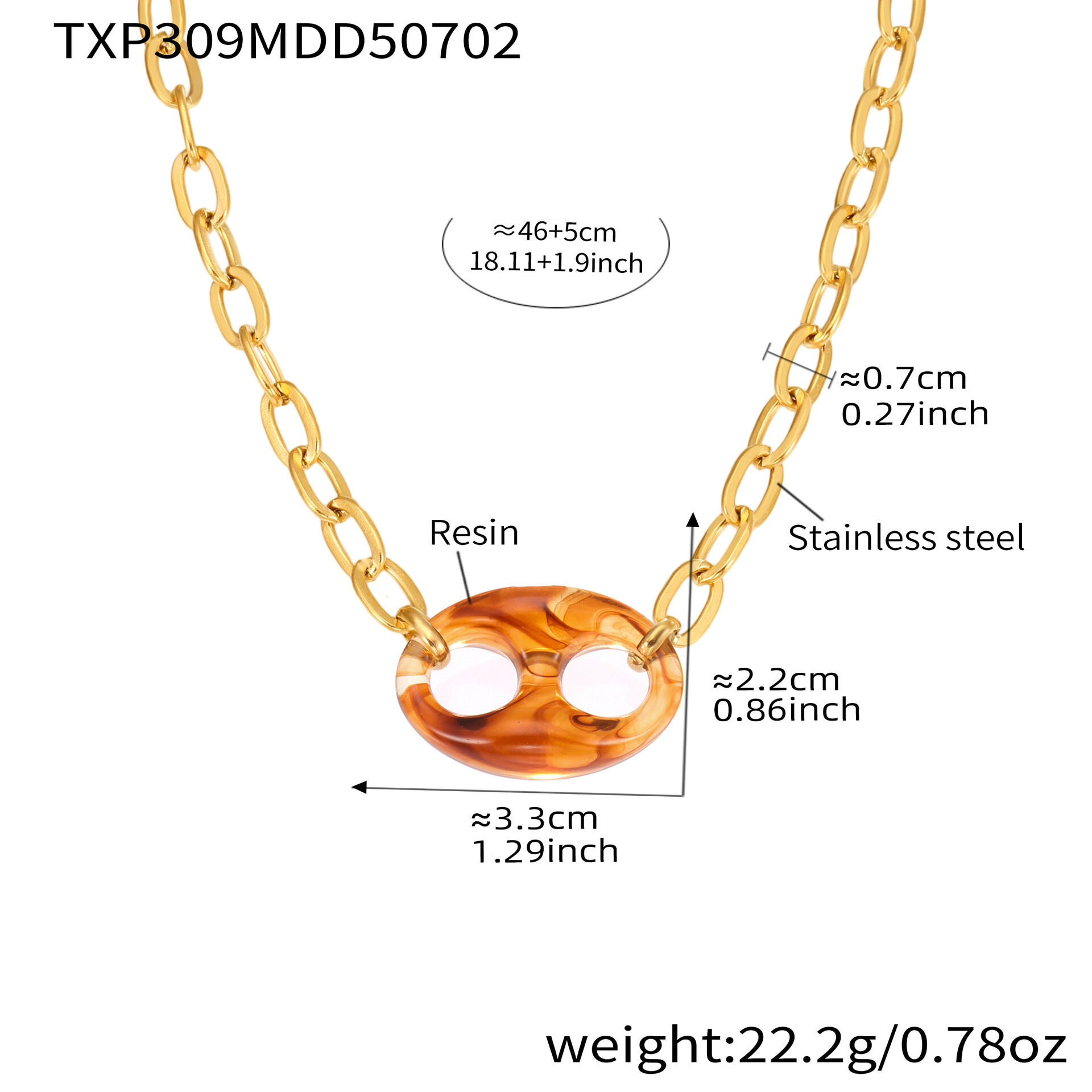 TXP309-Collar de ámbar con forma de nariz de cerdo (46+5 cm) Imagen4