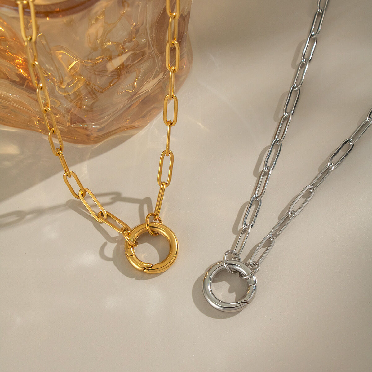 1 Piece Simple Series Daily Circle Stainless Steel Waterproof  Women's Pendant Necklaces