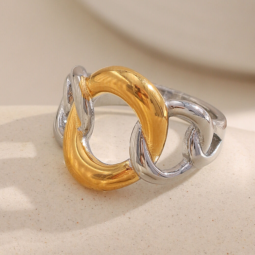 1 Piece Simple Series Casual Mixed Color Stainless Steel Waterproof Statement Rings