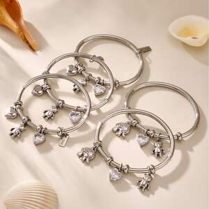 1 Piece Cute Bear Stainless Steel Waterproof Gold Color Women's Charm Bracelets h5 Picture6