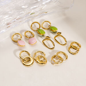 1 Pair Simple Series Elegant Solid Color Stainless Steel Waterproof Women's Hoop Earrings h5 Picture3